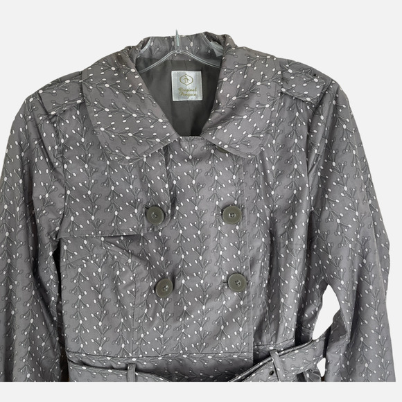 ORIGINAL PENGUIN GRAY PATTERENED TRENCH COAT - Picture 8 of 10